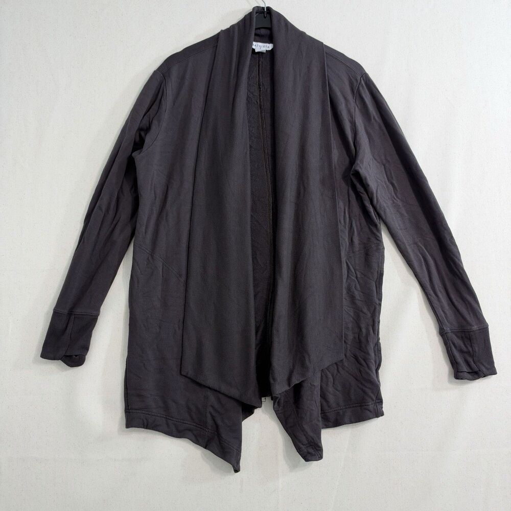 Athleta Womens Small Brown Open Front Draped Cardigan Jacket Tencel Stretch